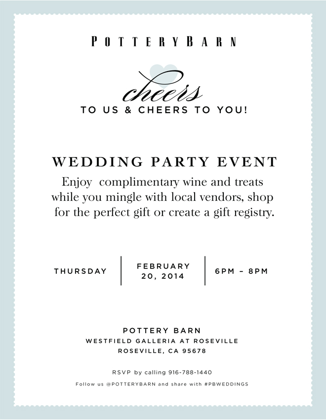 Registry Event - Pottery Barn at Westfield Galleria, Roseville - JD  Productions