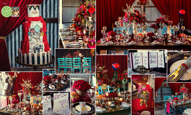 As seen in the "Water for Elephants" styled shoot in the Summer/Fall 2015 issue Real Weddings Magazine, www.realweddingsmag.com