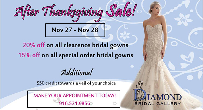 After Thanksgiving Wedding Dress Sale_Diamond Bridal Gallery_Sacramento Wedding Gowns