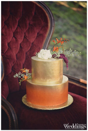 Sacramento's Real Weddings Magazine From Tahoe With Love Photo Shoot by Capture Photography at Northstar California. With sets designed by Graceful Gatherings with help from FiftyFlowers.com, Tan Weddings & Events and Above & Beyond Cakes.