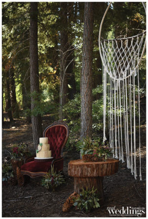 Sacramento's Real Weddings Magazine From Tahoe With Love Photo Shoot by Capture Photography at Northstar California. With sets designed by Graceful Gatherings with help from FiftyFlowers.com, Tan Weddings & Events and Above & Beyond Cakes.