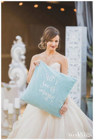 Sacramento Real Weddings Magazine Love Is Magic Styled Shoot in the Winter/Spring 2018 issue. Photography by Rochelle Wilhelms Photography on location at Field & Pond featuring newlyweds Jacqueline and Zach Timberlake.