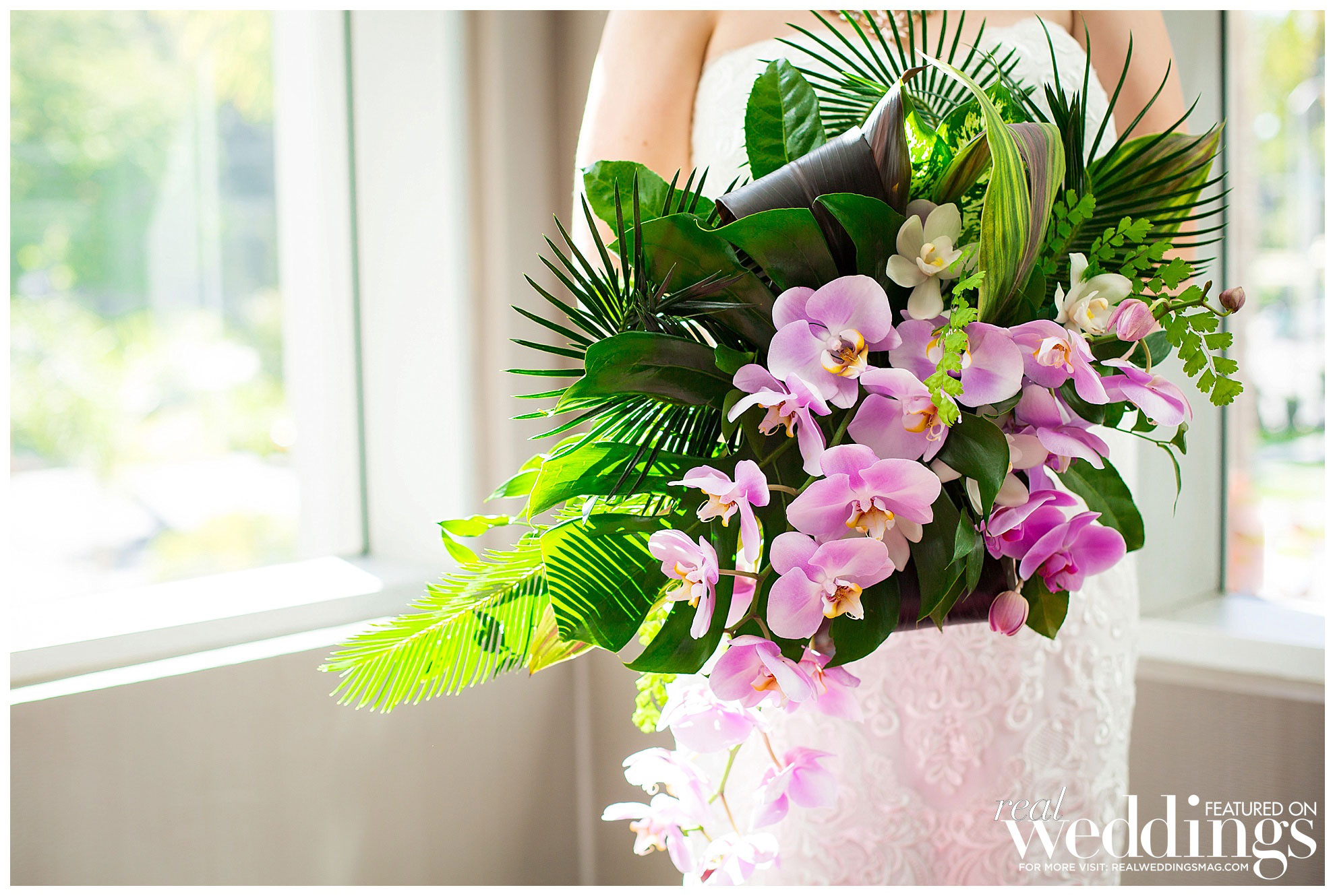 Tropical Paradise for Real Weddings Magazine. Photographed by Ashley Teasley Photography on location at Hyatt Regency Sacramento.