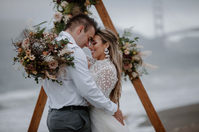 Moody Beachy Windy San Francisco Elopement at Baker Beach 