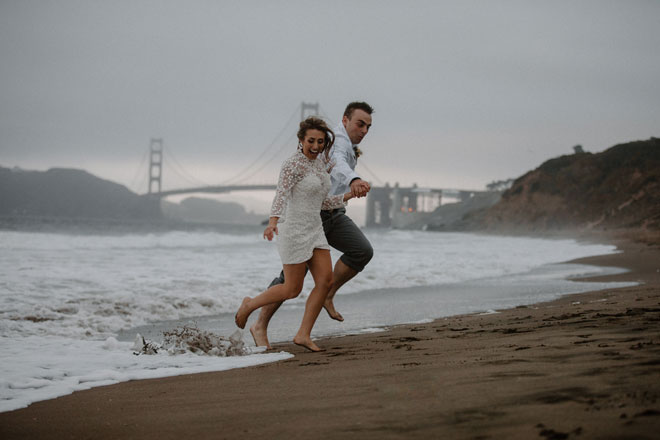 Moody Beachy Windy San Francisco Elopement at Baker Beach 