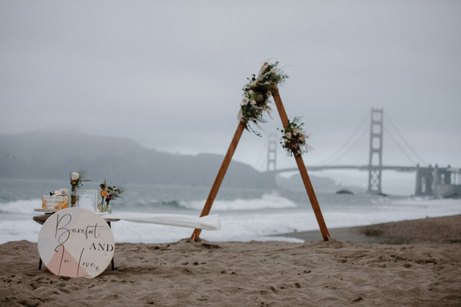 Moody Beachy Windy San Francisco Elopement at Baker Beach 