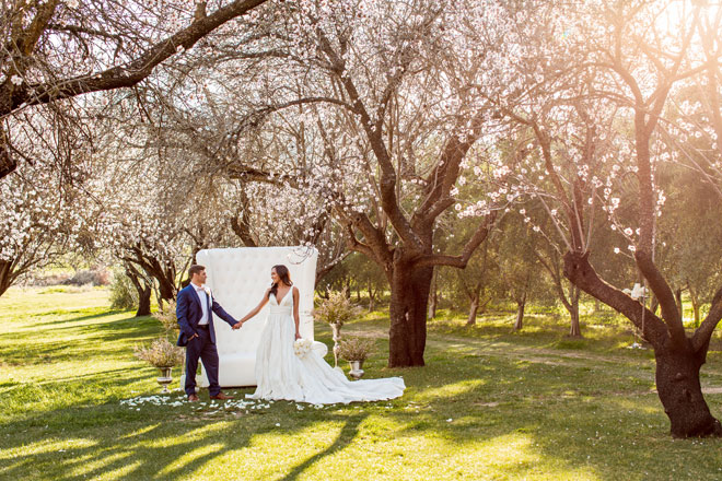 Romantic Sunset Almond Blossom Orchard Wedding Taber Ranch Capture Create Studios