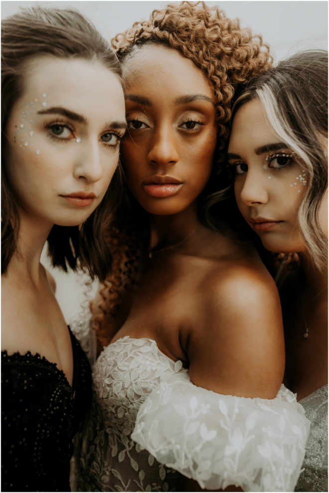 Sacramento New Year's Eve-Inspired Bridal Bridesmaids Sparkly Styled Shoot | Wedding Hair and Makeup