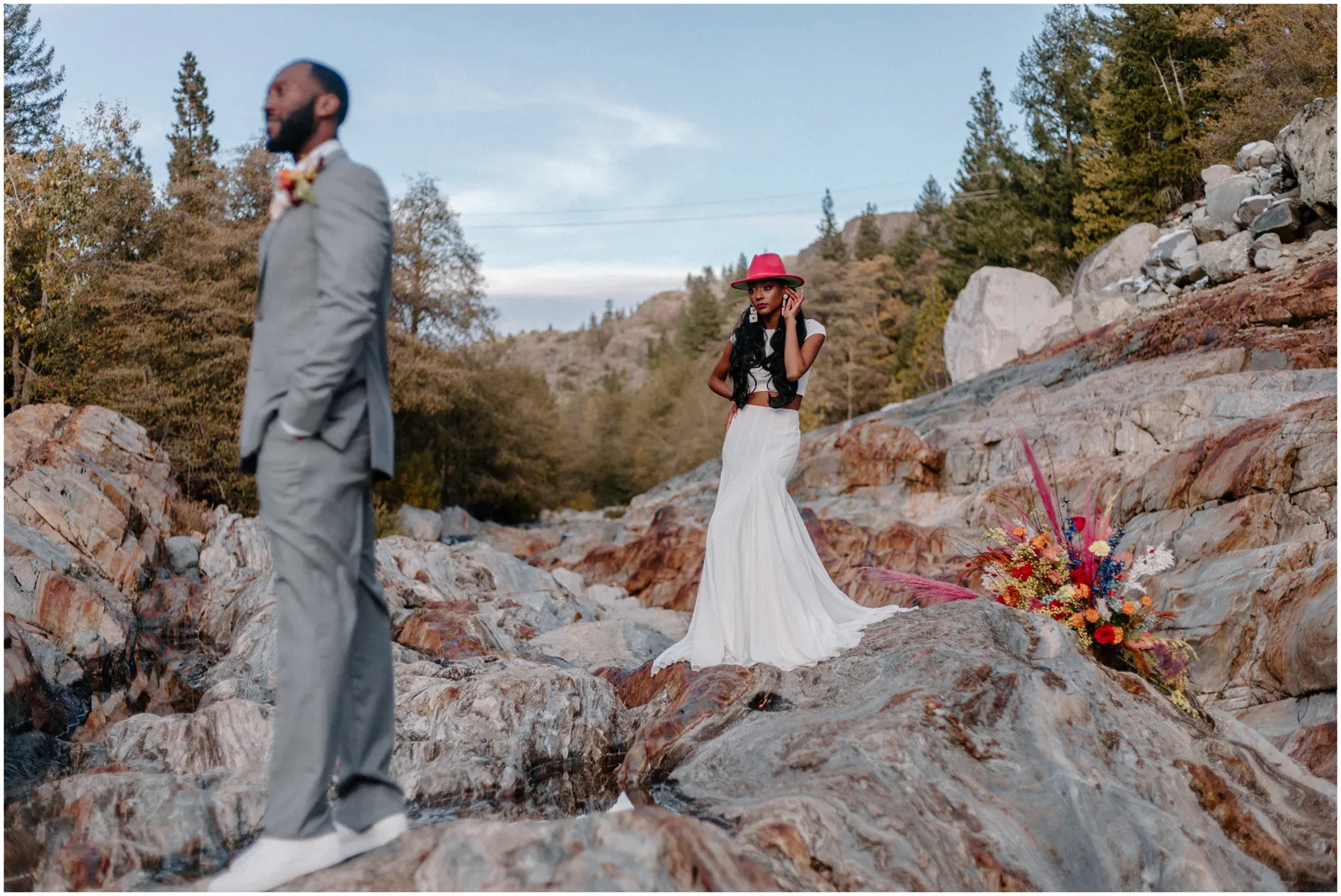 Punk Meets Boho in this Bright + Colorful Elopement Wedding Styled Shoot