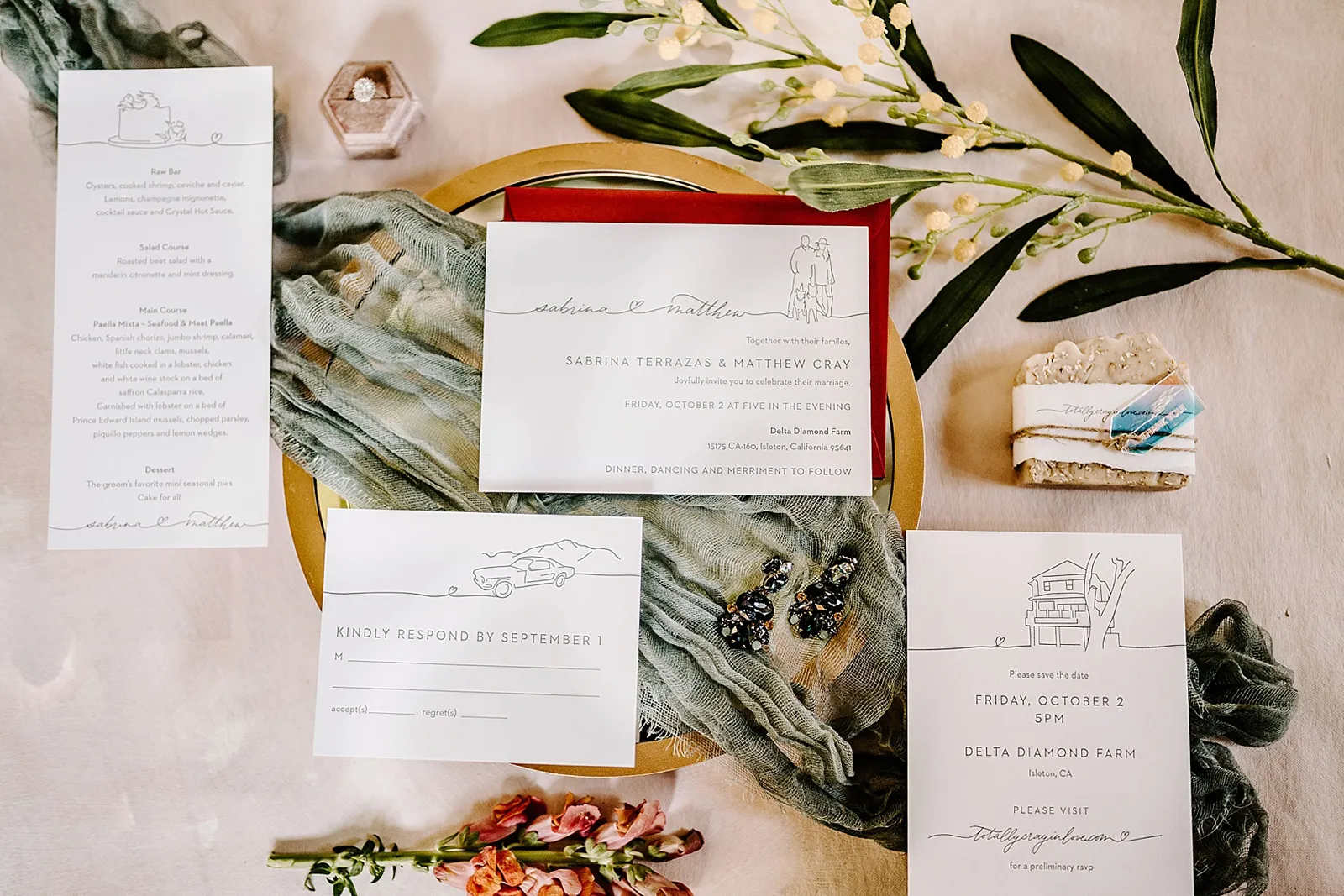 Natacha Jolene Photography + Film Full Circle Press Paperie Stephanie Sobierski Illustrator Wedding Invites Sacramento