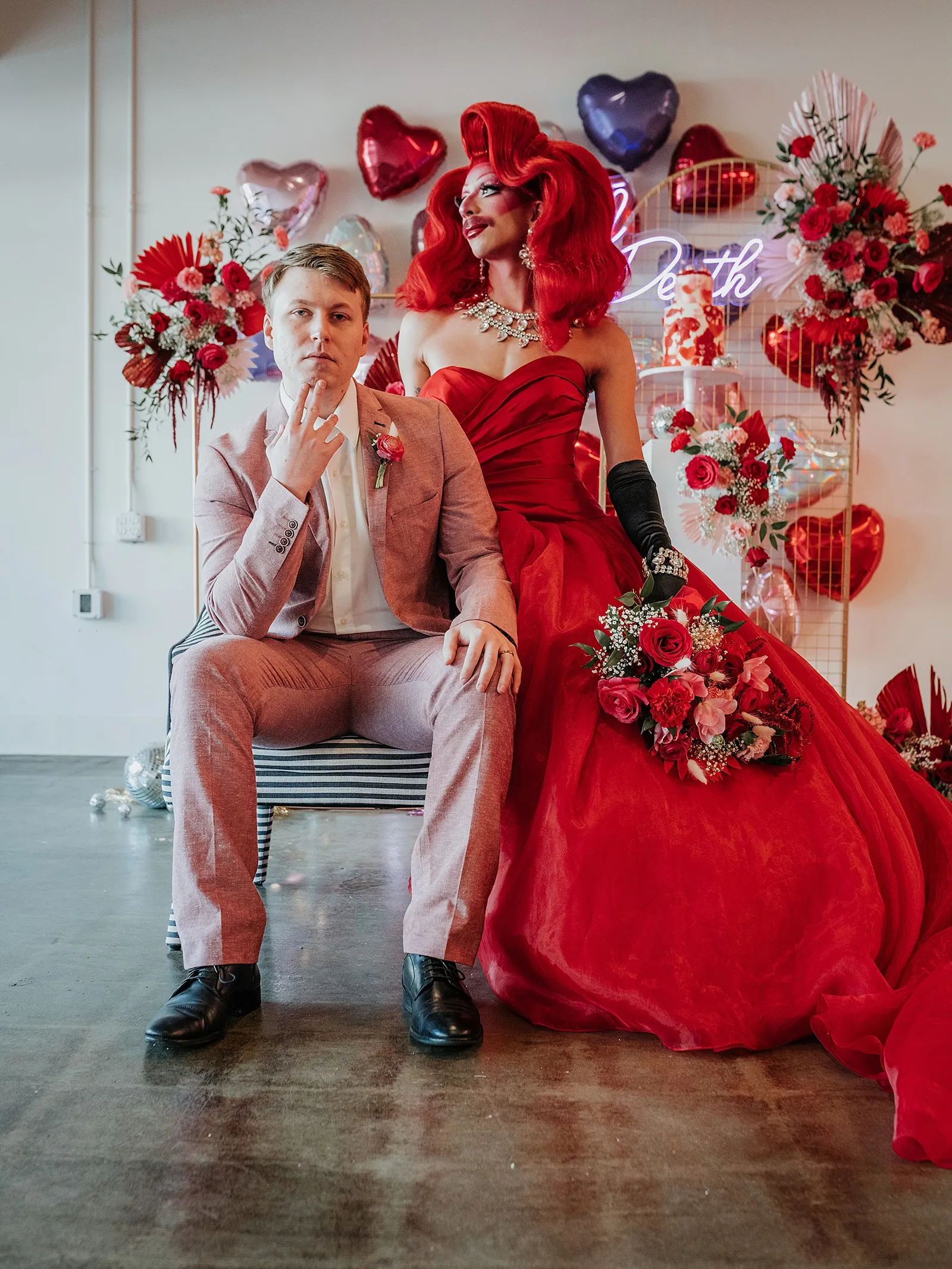 Valentine's Day Drag Wedding in Sacramento Red Modern Weddings by Morgan Alanna Photography