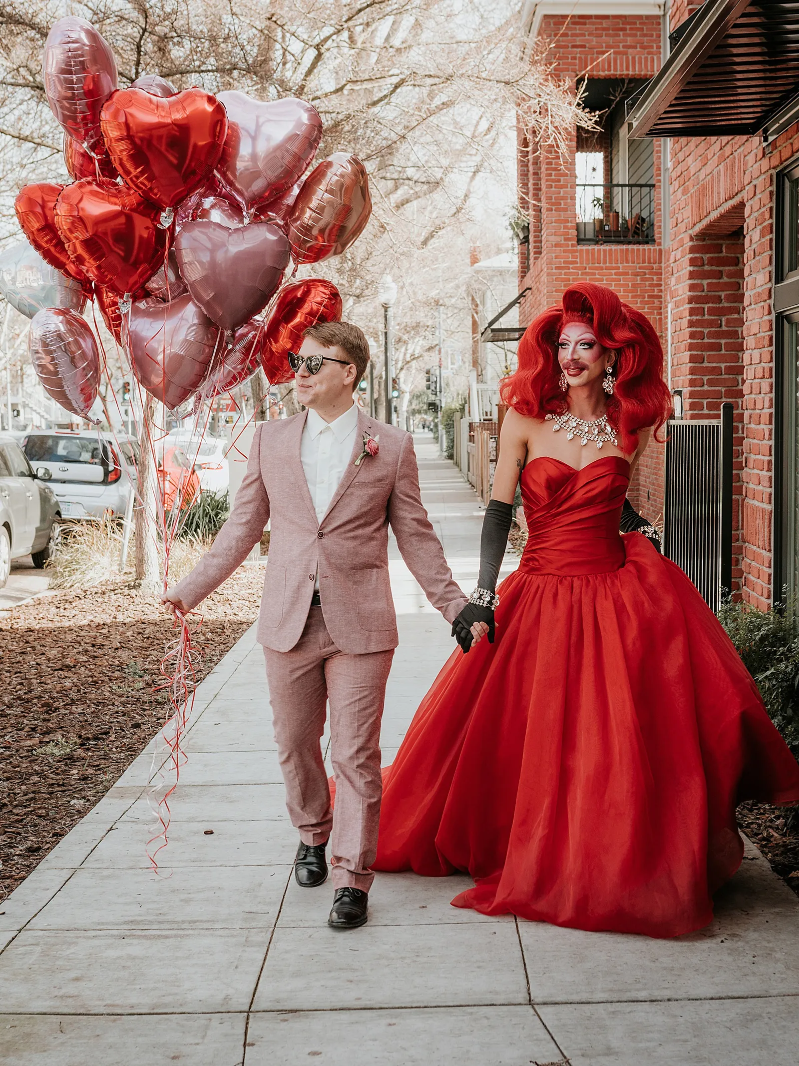 Valentine's Day Drag Wedding in Sacramento Red Modern Weddings by Morgan Alanna Photography