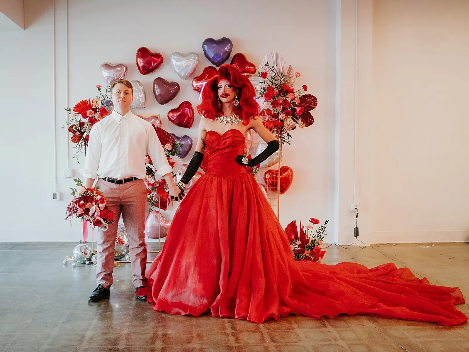 Valentine's Day Drag Wedding in Sacramento Red Modern Weddings by Morgan Alanna Photography