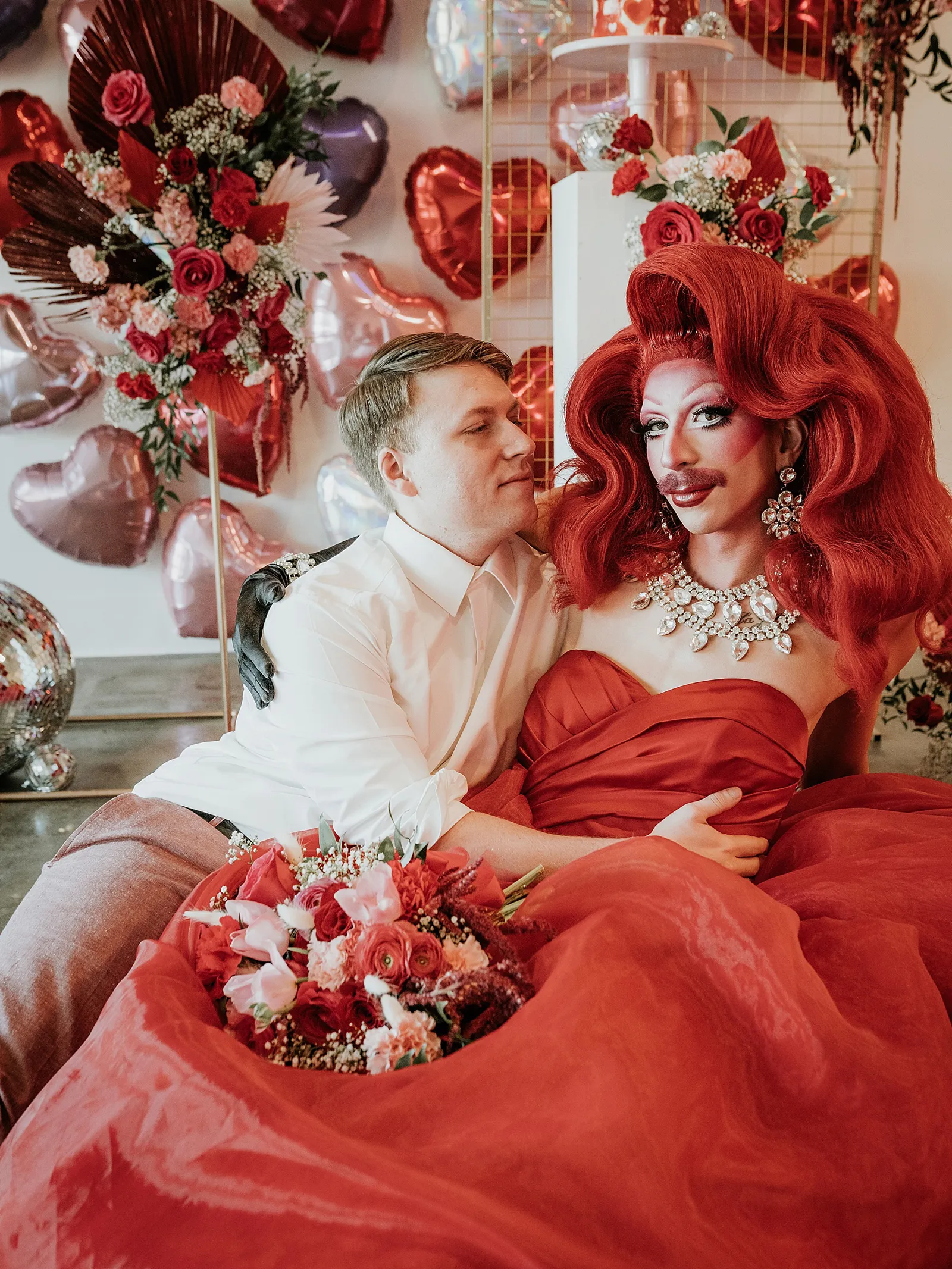 Valentine's Day Drag Wedding in Sacramento Red Modern Weddings by Morgan Alanna Photography