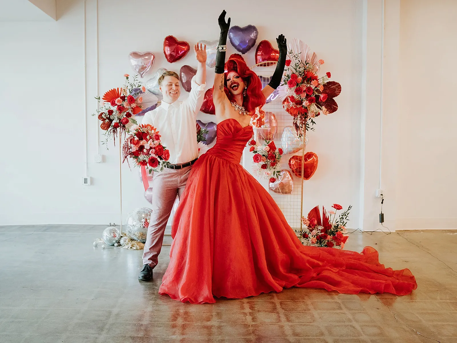 Valentine's Day Drag Wedding in Sacramento Red Modern Weddings by Morgan Alanna Photography