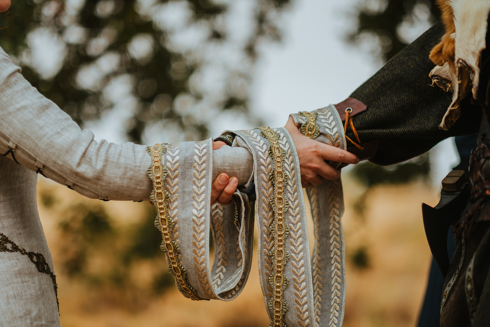 Bride and groom tying the knot