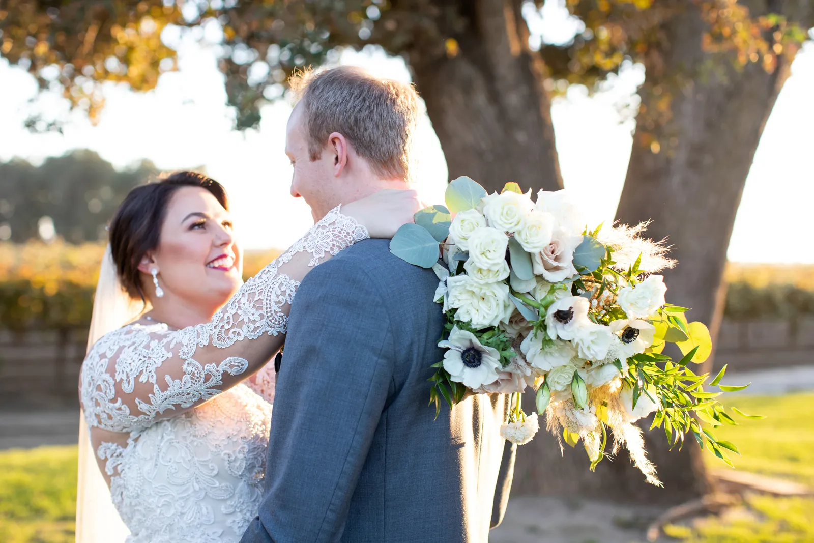 Bride and groom share intimate moment