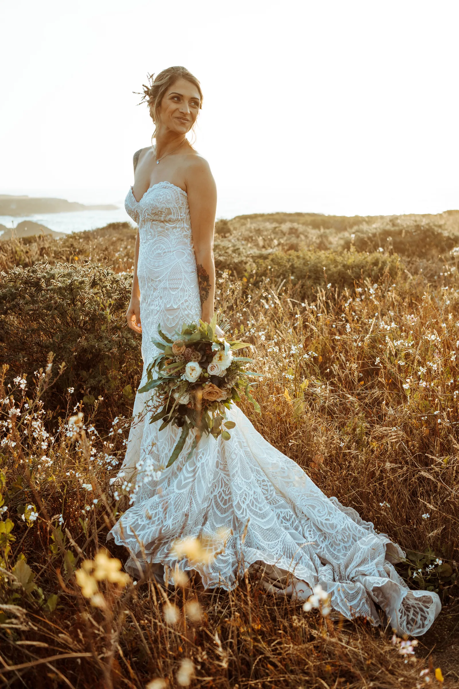 Bride smiling for photo