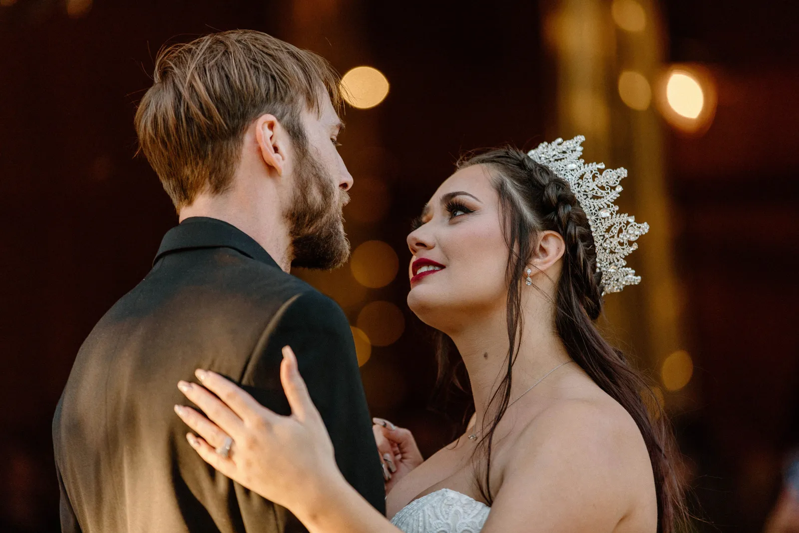 Bride dancing with groom.