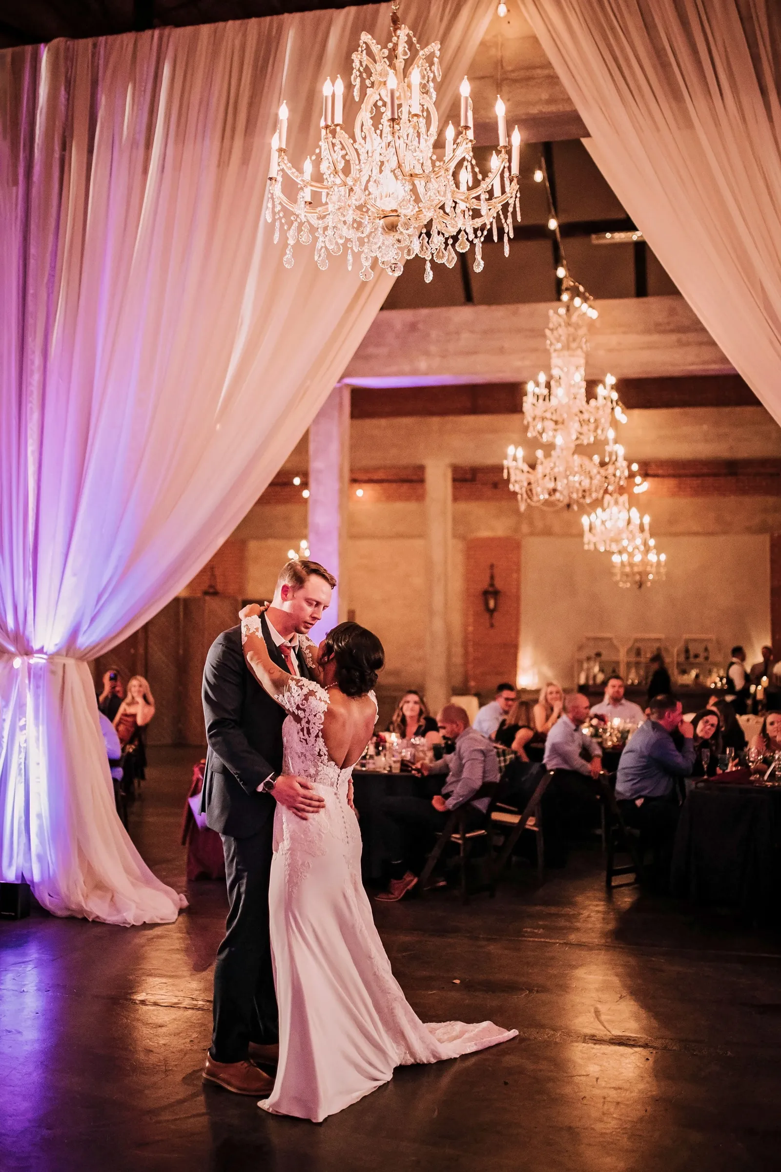 Bride and groom having their first dance