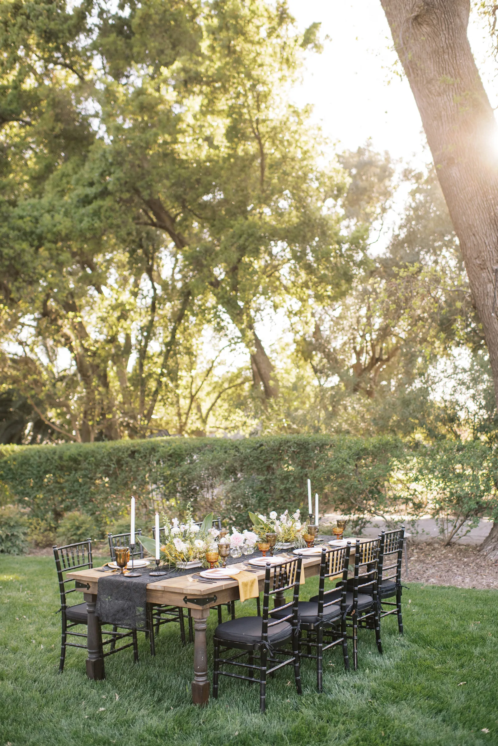 Outdoor table meant for a reception.