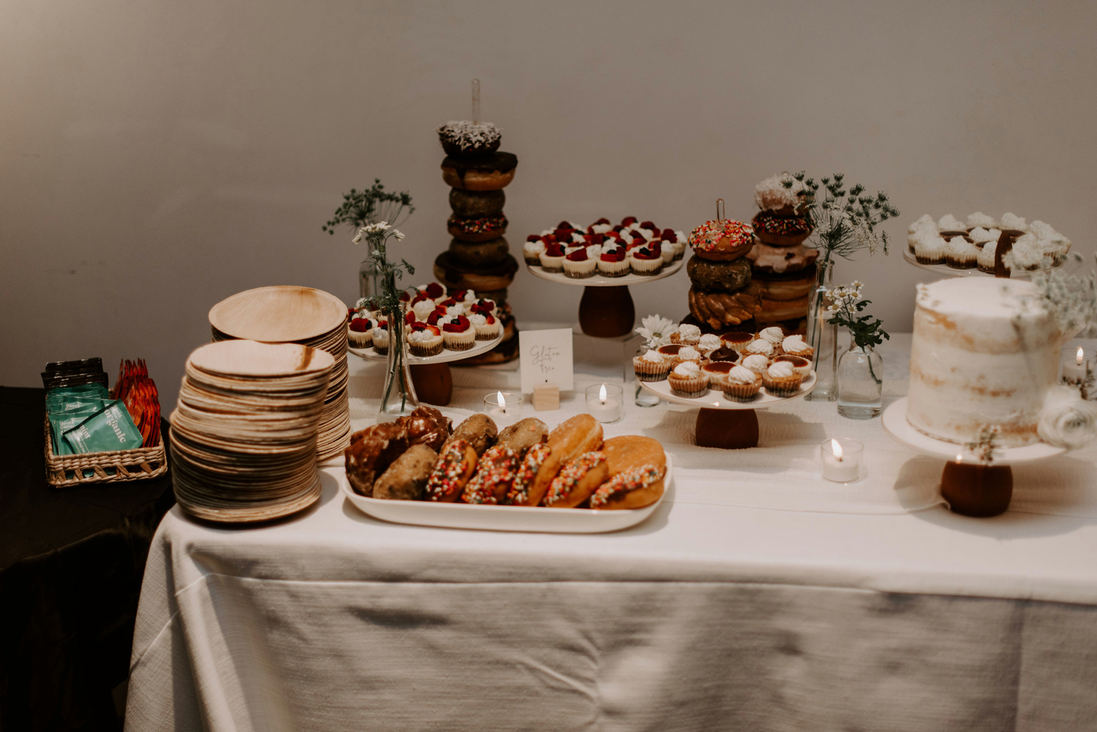 Photograph of the desserts table.