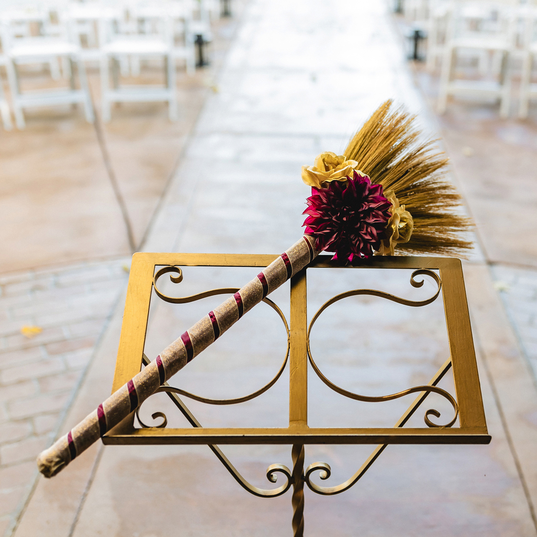 Broom for jumping the broom tradition at a beautiful mansion wedding.