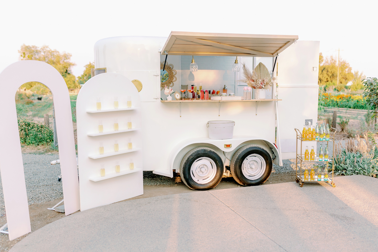 Beautiful mobile bar at Park Winters wedding venue.