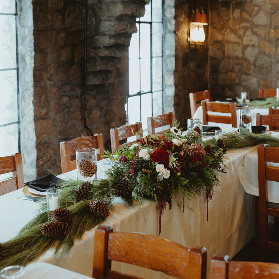 Wedding reception venue at a Lake Tahoe ski lodge.