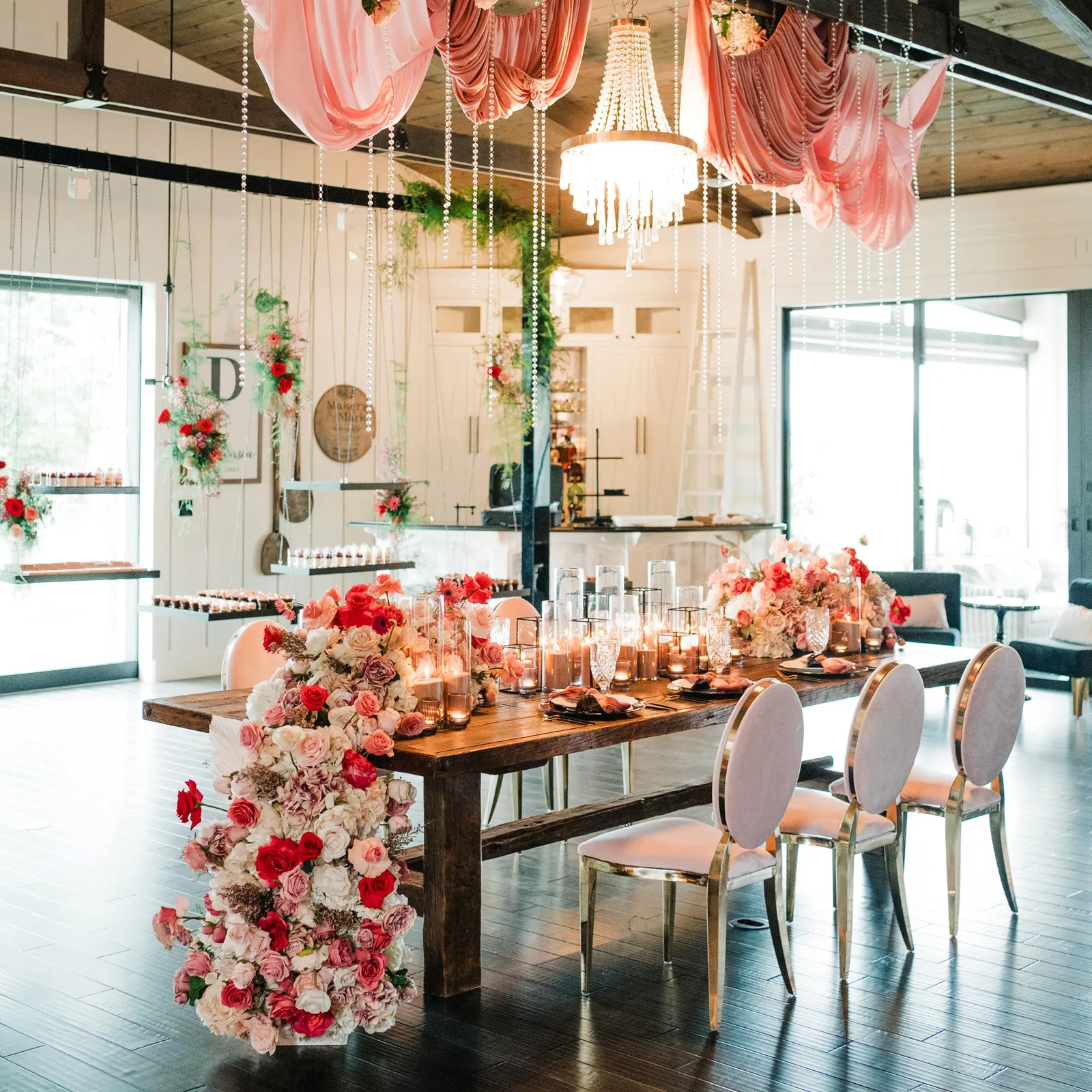 Elegant, rose-inspired wedding shoot at The Ranch at Lone Oak Longhorns wedding venue.