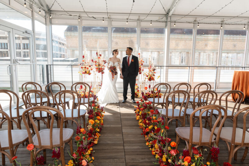 Modern Dramatic Textures and Vibrant Florals Wedding Inspiration Photo Styled Shoot
